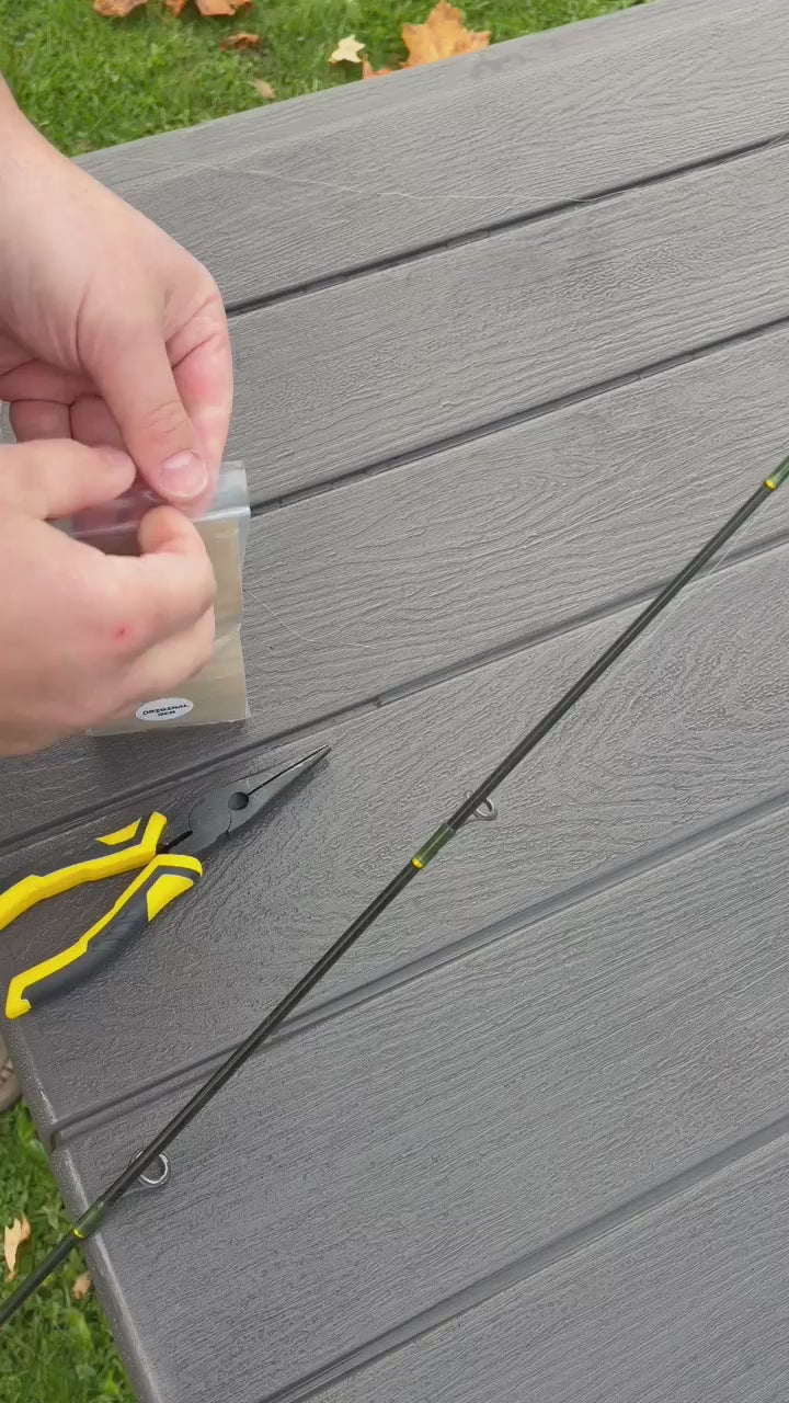 Video showing how to rig a fixed fishing float onto a fishing line and pole. 